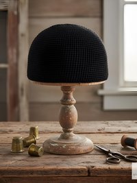 Black Kufi Skull Cap - Crocheted Beanie Hat, Ethically sourced