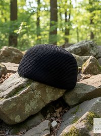 Black Kufi Skull Cap - Crocheted Beanie Hat, Ethically sourced