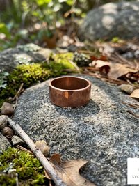 8mm Copper Ring - Rustic Hammered Band, Unique Boho Style Jewelry