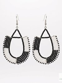 Maasai Beaded Dangle Earrings, Colorful Geometric African Drops, Stainless Steel Hook Jewelry