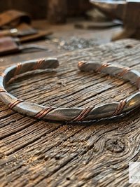 Handcrafted Silver & Copper Woven Bracelet: Kenyan Artisan Jewelry