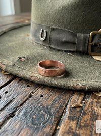 4.7 mm Copper Ring - Rustic Hammered Band, Unique Boho Style Jewelry