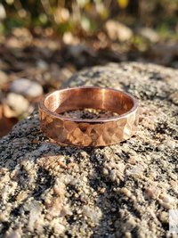 4.7 mm Copper Ring - Rustic Hammered Band, Unique Boho Style Jewelry