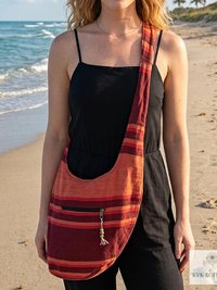 Striped Crossbody Bag - Summer Boho Sling Bag