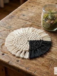 Boho Macrame Coasters - Handmade Drink Coasters, Set of 4, Eco-Friendly