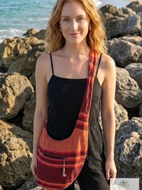 Striped Crossbody Bag - Summer Boho Sling Bag