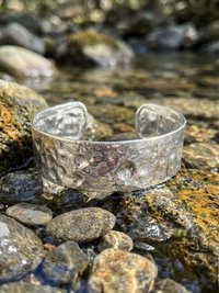 Hammered Silver Cuff Bracelet: Boho Bohemian Jewelry