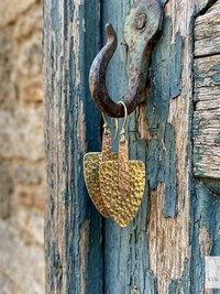 Mixed Metal Hammered Arrowhead Earrings – Handcrafted Brass and Copper Design