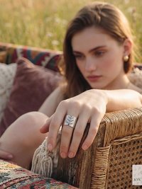 Silver-Plated Brass Cat Tree Face Ring – Rustic Boho Adjustable Statement Jewelry