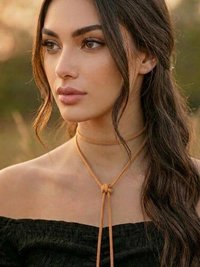 Brown Suede Lariat Feather Necklace - Adjustable Length Long Cord Jewelry