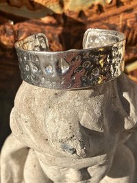 Hammered Silver Cuff Bracelet: Boho Bohemian Jewelry