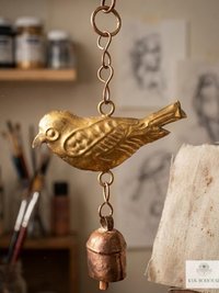 Handmade Bird Windchime - Artisan Metal Patio Ornament Outdoor Garden Decor