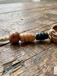 Handmade Etched Copper Bell Jute Cord Artisan Boho Wall Hanging