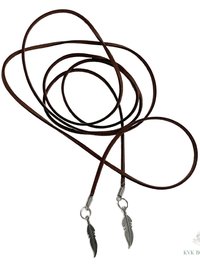 Brown Suede Lariat Feather Necklace - Adjustable Length Long Cord Jewelry