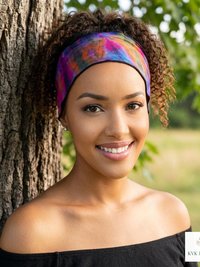Boho Tie Dye Headband – Wide Yoga Running Sweatband, Hippie Hair Accessory