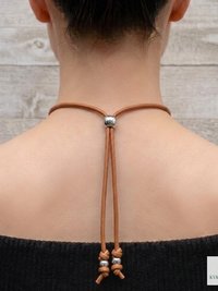 Boho Leather & Silver Bead Necklace - Adjustable Minimalist Style