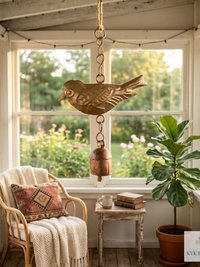 Handmade Bird Windchime - Artisan Metal Patio Ornament Outdoor Garden Decor