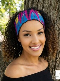 Boho Tie Dye Headband – Wide Yoga Running Sweatband, Hippie Hair Accessory
