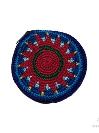 Round Crochet Coin Purse from Guatemala - Colorful Artisan Zipper Pouch