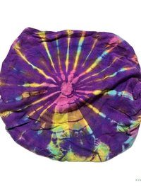 Purple Tie Dye Cotton Headband, Wide Boho Yoga Headwrap for Women, Bohemian Workout Hairband