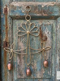 Peaceful: Handmade Flower Garden Wind Chime with Rustic Bells