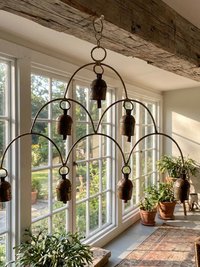 Artisan Chandelier Bells Wind Chime, Recycled Metal Garden Decor, Outdoor Patio Hanging Bells
