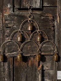 Artisan Chandelier Bells Wind Chime, Recycled Metal Garden Decor, Outdoor Patio Hanging Bells
