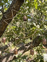 Handmade Sun Windchime - Artisan Metal Garden Decor Brass Bells