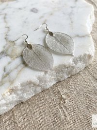 Handcrafted Silver Leaf Earrings - Sterling Silver Wire Botanical Jewelry