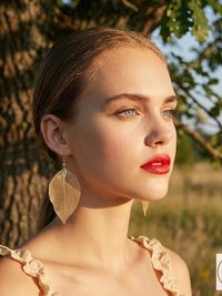 Handcrafted Gold Leaf Earrings, Elegant Botanical Dangles, Delicate Nature Jewelry Drops