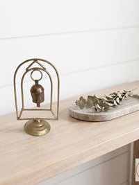 Zen Bell on Stand Peaceful Chime - Handcrafted Artisan Boho Metal Decor, 6 Inch