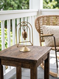 Zen Bell on Stand Peaceful Chime - Handcrafted Artisan Boho Metal Decor, 6 Inch