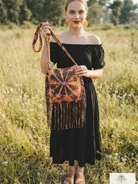 Handcrafted Tie Dye Fringe Bag - Bohemian Festival Crossbody Purse