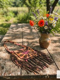 Handcrafted Tie Dye Fringe Bag - Bohemian Festival Crossbody Purse