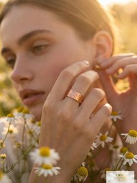 8mm Copper Ring - Rustic Hammered Band, Unique Boho Style Jewelry