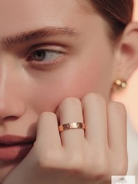 4.7 mm Copper Ring - Rustic Hammered Band, Unique Boho Style Jewelry
