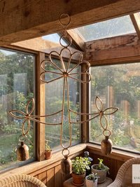 Peaceful: Handmade Flower Garden Wind Chime with Rustic Bells