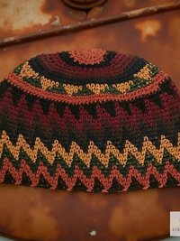 Earth Zig Zag Kufi Skull Cap - Crocheted Beanie Hat, Ethically sourced