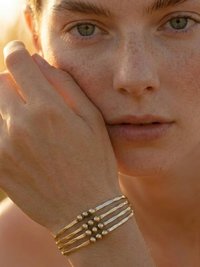 Hammered Mixed Metal Beaded Cuff Bracelet: Handcrafted Boho Jewelry