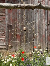 Handmade Sun Windchime - Artisan Metal Garden Decor Brass Bells