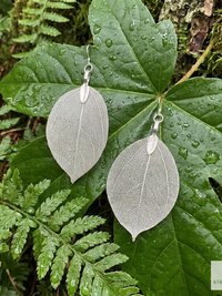 Handcrafted Silver Leaf Earrings - Sterling Silver Wire Botanical Jewelry