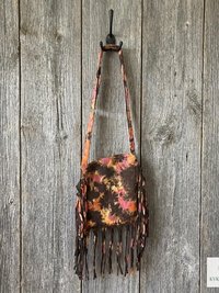 Handcrafted Tie Dye Fringe Bag - Bohemian Festival Crossbody Purse