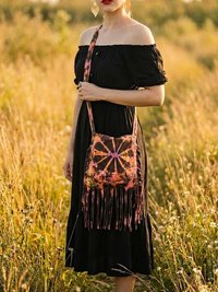 Handcrafted Tie Dye Fringe Bag - Bohemian Festival Crossbody Purse