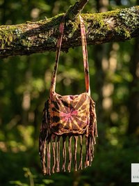 Handcrafted Tie Dye Fringe Bag - Bohemian Festival Crossbody Purse