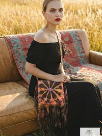 Handcrafted Tie Dye Fringe Bag - Bohemian Festival Crossbody Purse