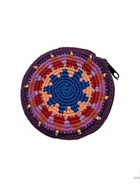 Round Crochet Coin Purse from Guatemala - Colorful Artisan Zipper Pouch