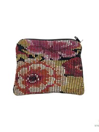 Colorful Guatemalan Huipil Coin Purse - Handmade Boho Wallet with Zip Top Closure