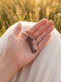Antique Skeleton Key Necklace JULIET, Fancy Bow Iron Pendant, Brass Ball Chain Gothic Jewelry