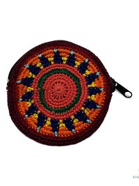 Round Crochet Coin Purse from Guatemala - Colorful Artisan Zipper Pouch