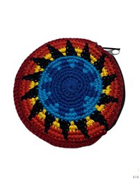 Round Crochet Coin Purse from Guatemala - Colorful Artisan Zipper Pouch